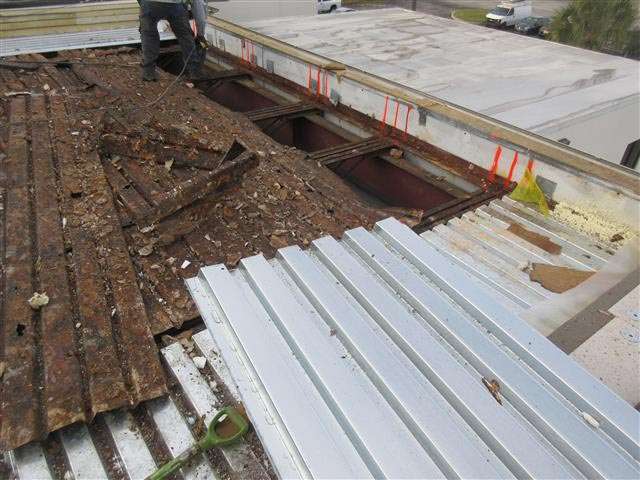 Replacing damaged steel decking
