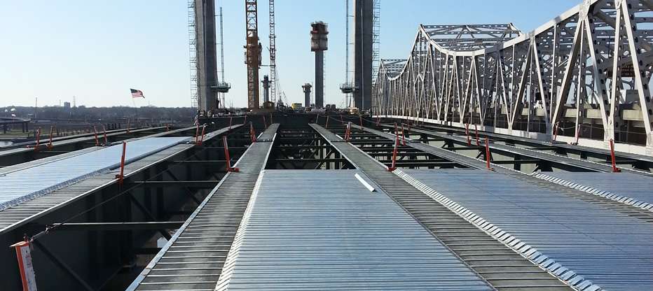 bridge form laid out waiting for steel composition testing.
